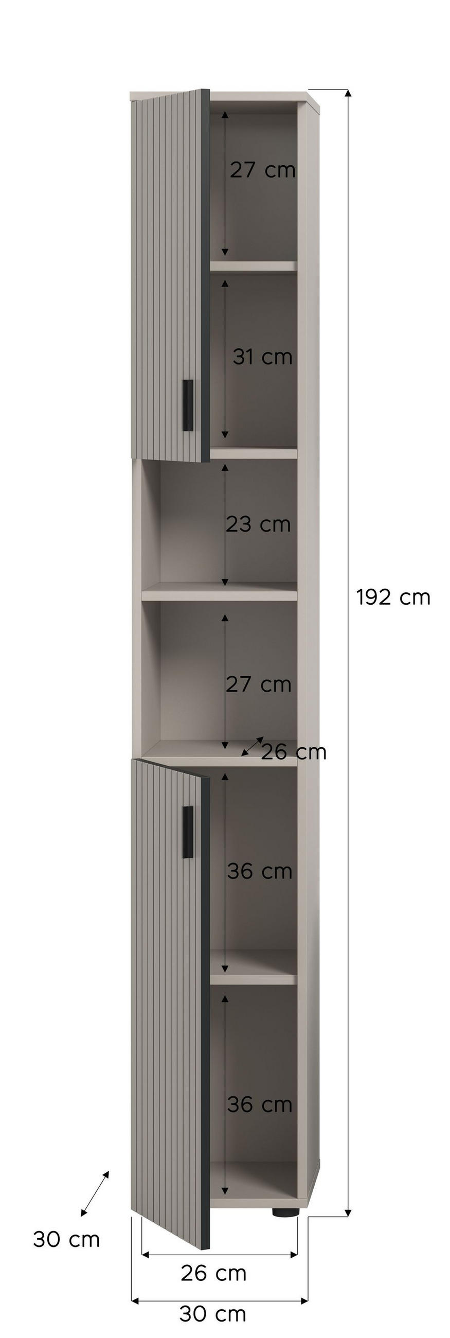 BADSCHRANK MONE (B/H/T: ca. 30/192/30 cm) in Kaschmir/Kaschmir - Kaschmir, Holzwerkstoff (30/192/30cm)
