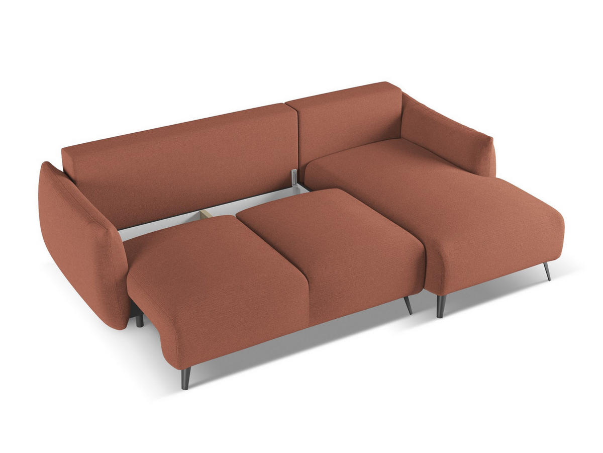 ECKSOFA mit Schlaffunktion Chenille Stoff Pink - Pink/Hellrosa, Textil/Metall (242/162cm) - Makamii