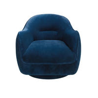 DREHSESSEL aus dunkelblauem Samt Modell 5245, 360° Drehfunktion - Dunkelblau, Textil/Metall (89/80/92cm) - ANGEL CERDA