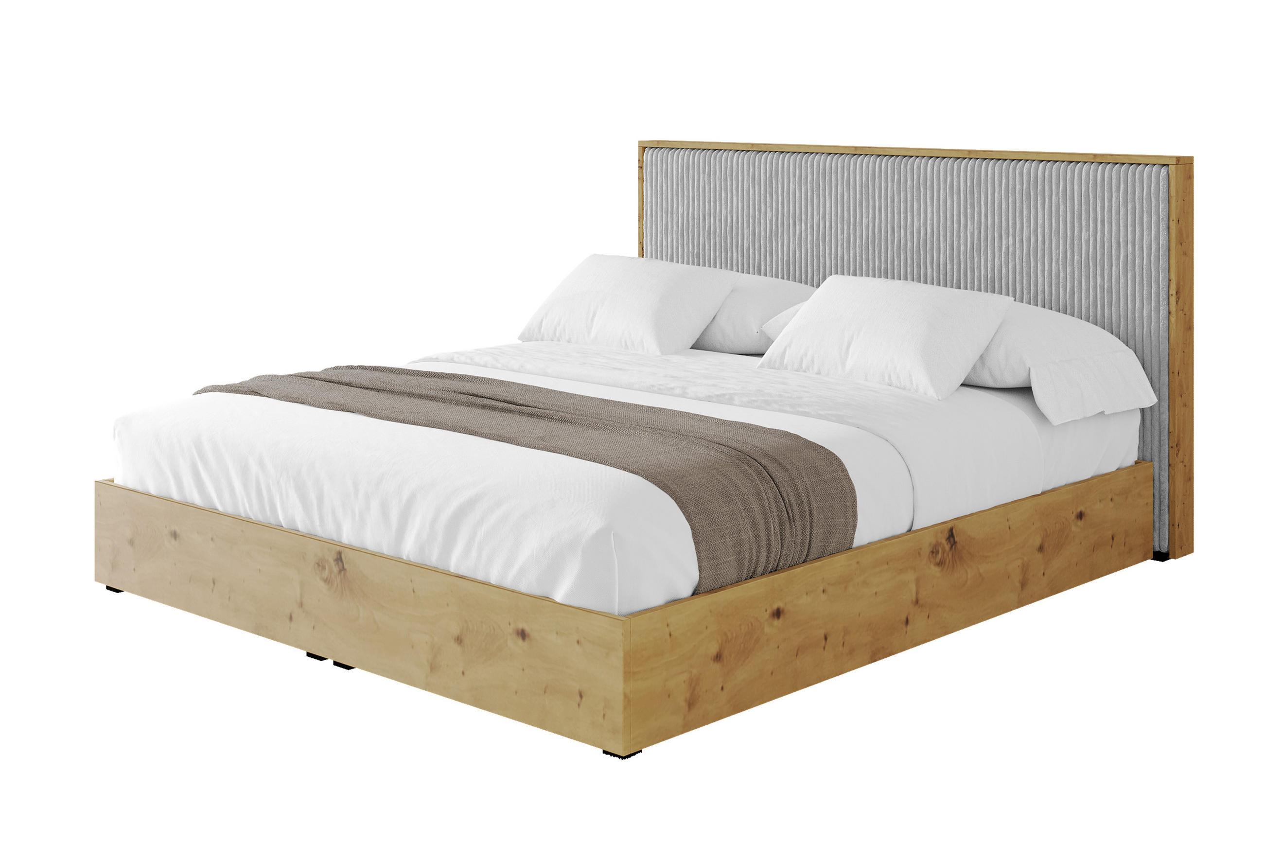 POLSTERBETT mit Bettkasten und Lattenrost, Boxbett mit Kopftei und Stauraum mit Matratze H3/H4 - ENZO10 160x200 Grau - Grau, Holzwerkstoff/Textil (160/200cm) - ALTDECOR
