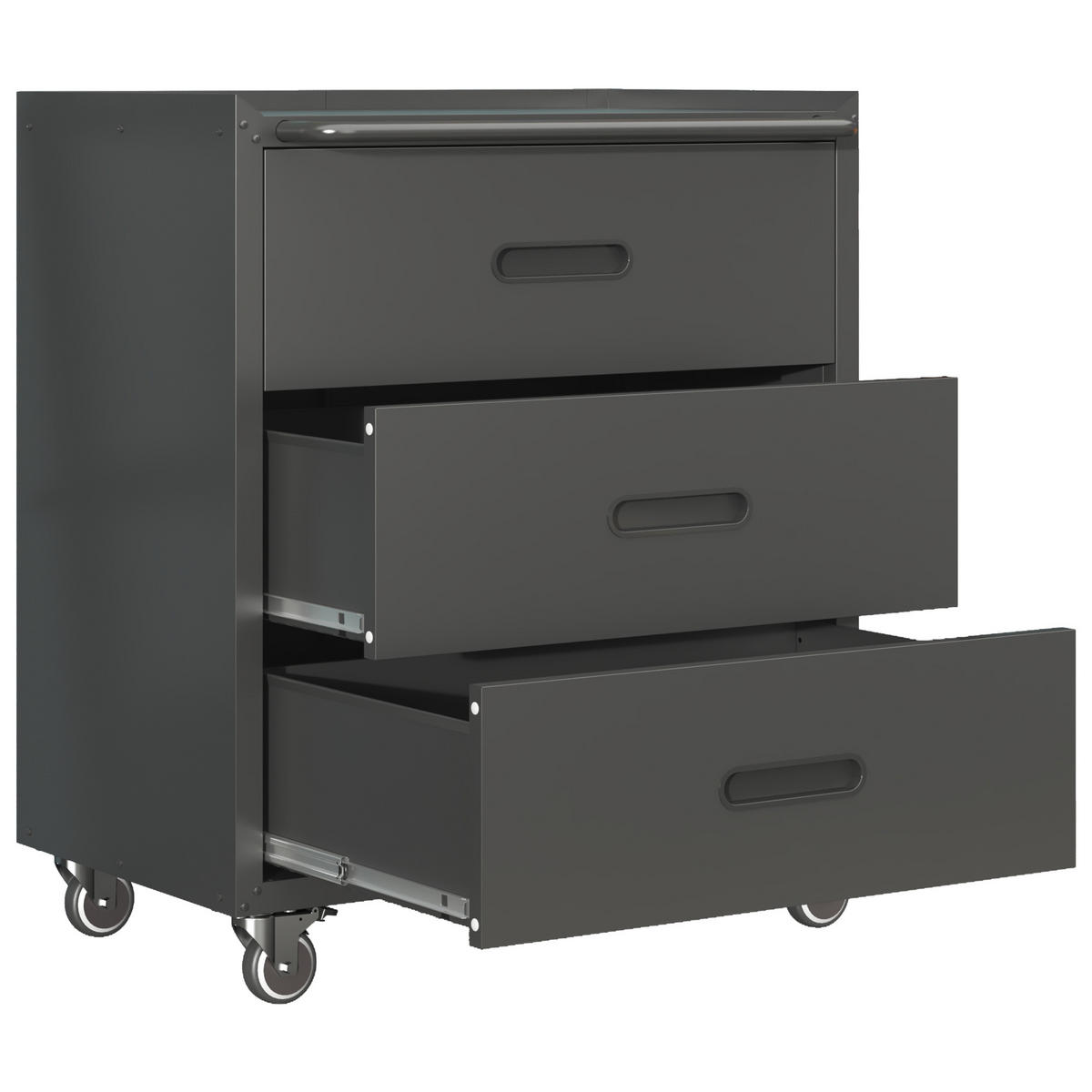 KOMBIMÖBEL – 3 Schubladen, 75 × 42 × 88 cm, Schwarz/Grau - Schwarz, Metall (42/88.01/75.01cm) - DCA