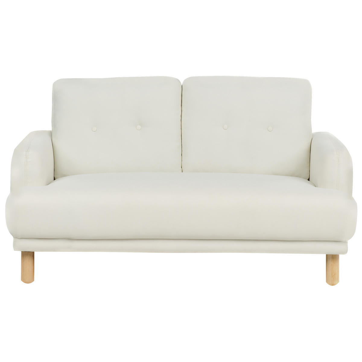 2-SITZER-SOFA Stoff cremeweiß Tuve - Hellbraun/Weiß, Textil (149/85/90cm) - Beliani