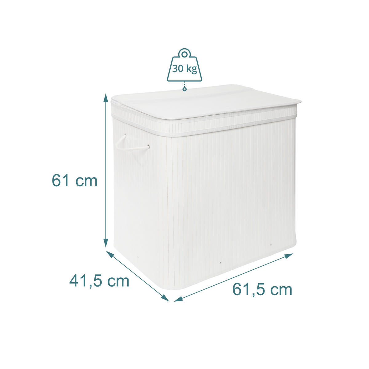 KÔŠ na prádlo - biela, drevo/textil (41.5/61/61.5cm) - Relaxdays