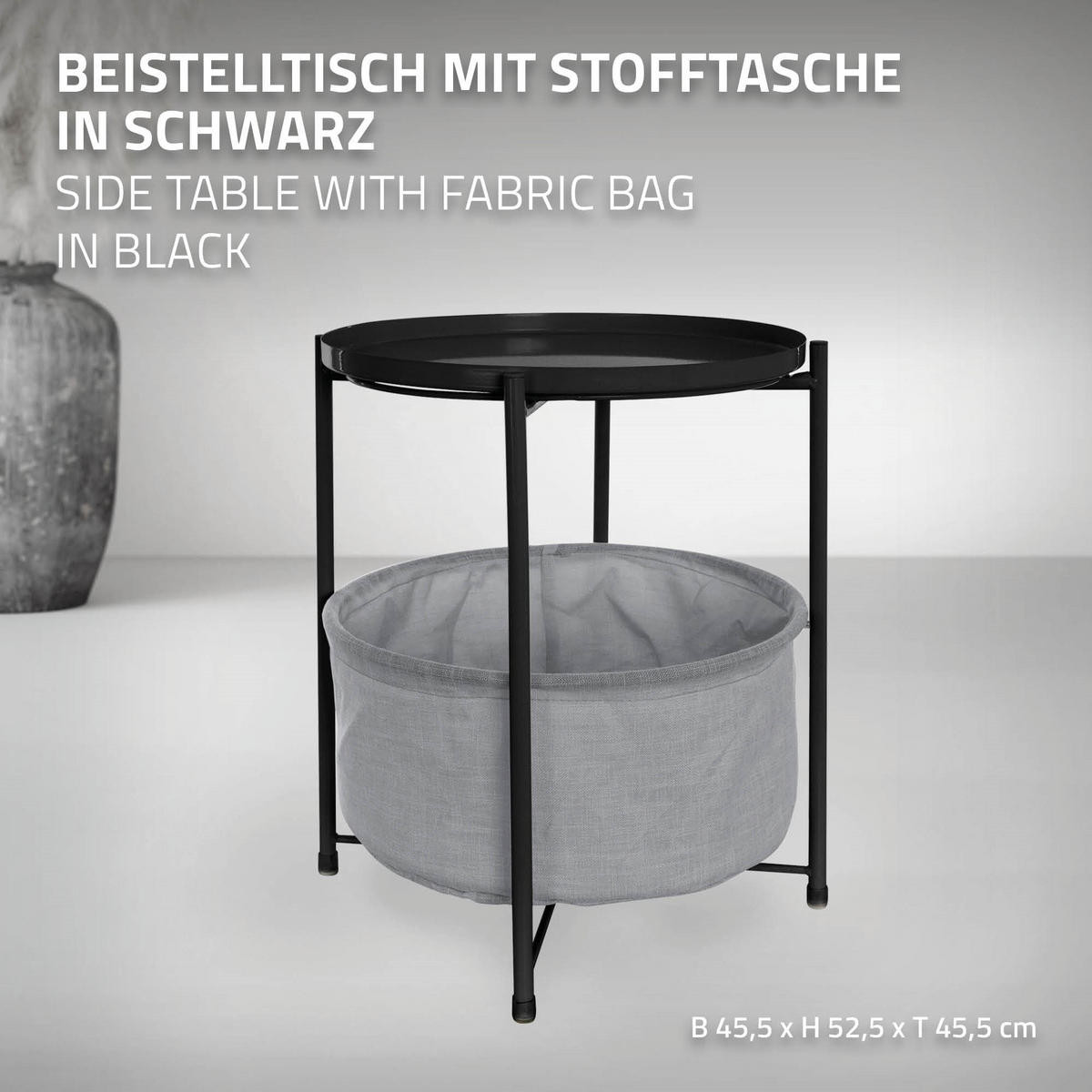 BEISTELLTISCH Rund Schwarz 45,5/52,5 cm - Schwarz, Metall (52.5/45.5/52.5cm) - ML-DESIGN