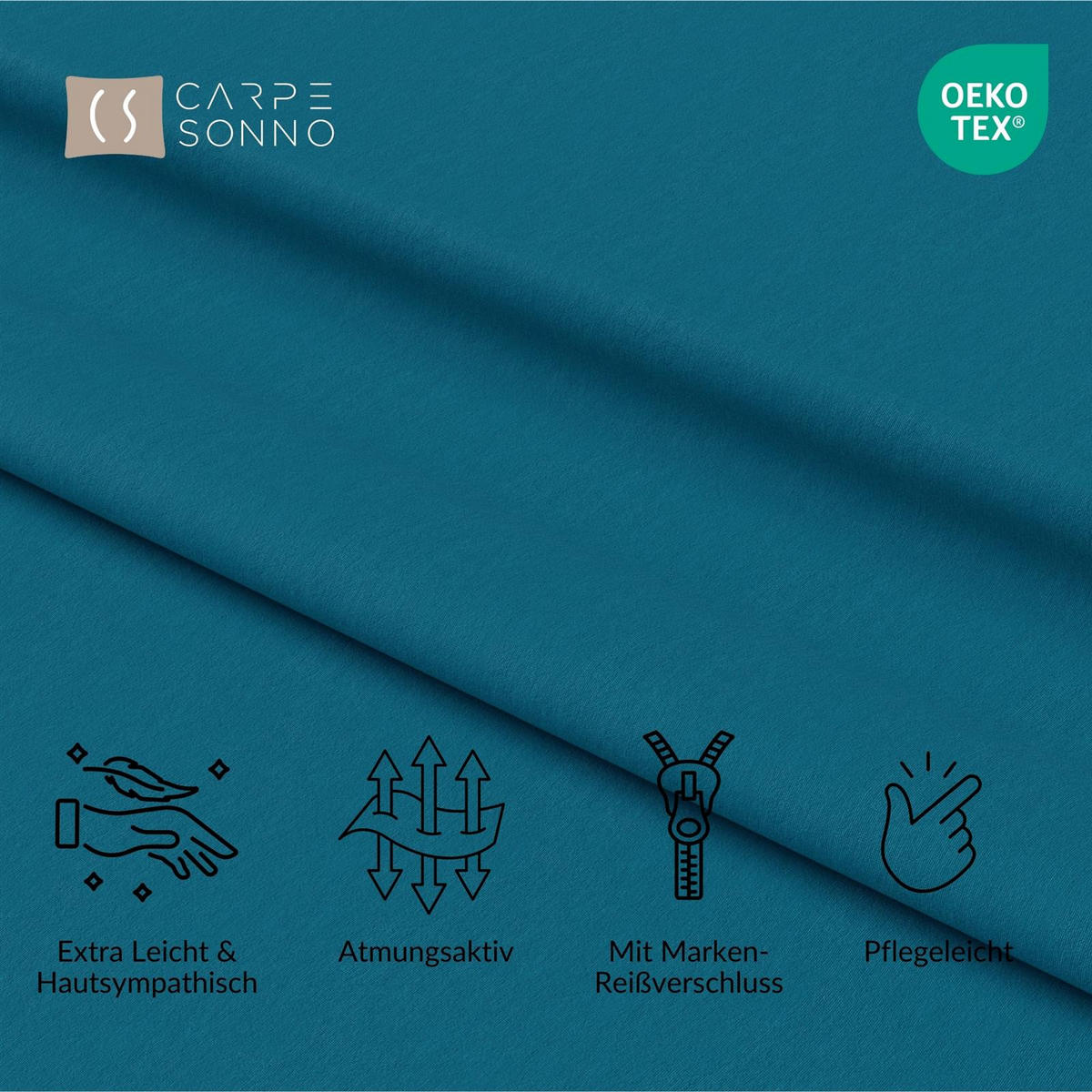 KISSENBEZUG 40x80 cm aus 100% Mikrofaser, Kissenhülle Petrol Einfarbig - Petrol, Textil (80/40cm) - Carpe Sonno
