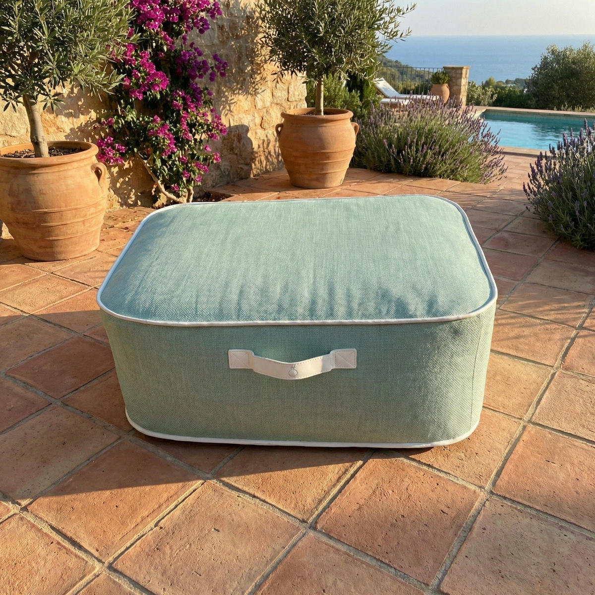 HOCKER NUMA Grün - Mintgrün/Grün, Kunststoff/Textil (75/35/75cm) - Coco Lounge