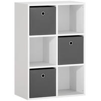 BÜCHERREGAL Bücherschrank mit 3 Stoff-Schubladen, Standregal mit offenen Regalen - Weiß, Holzwerkstoff/Textil (30/79.8/53.7cm) - HOMCOM