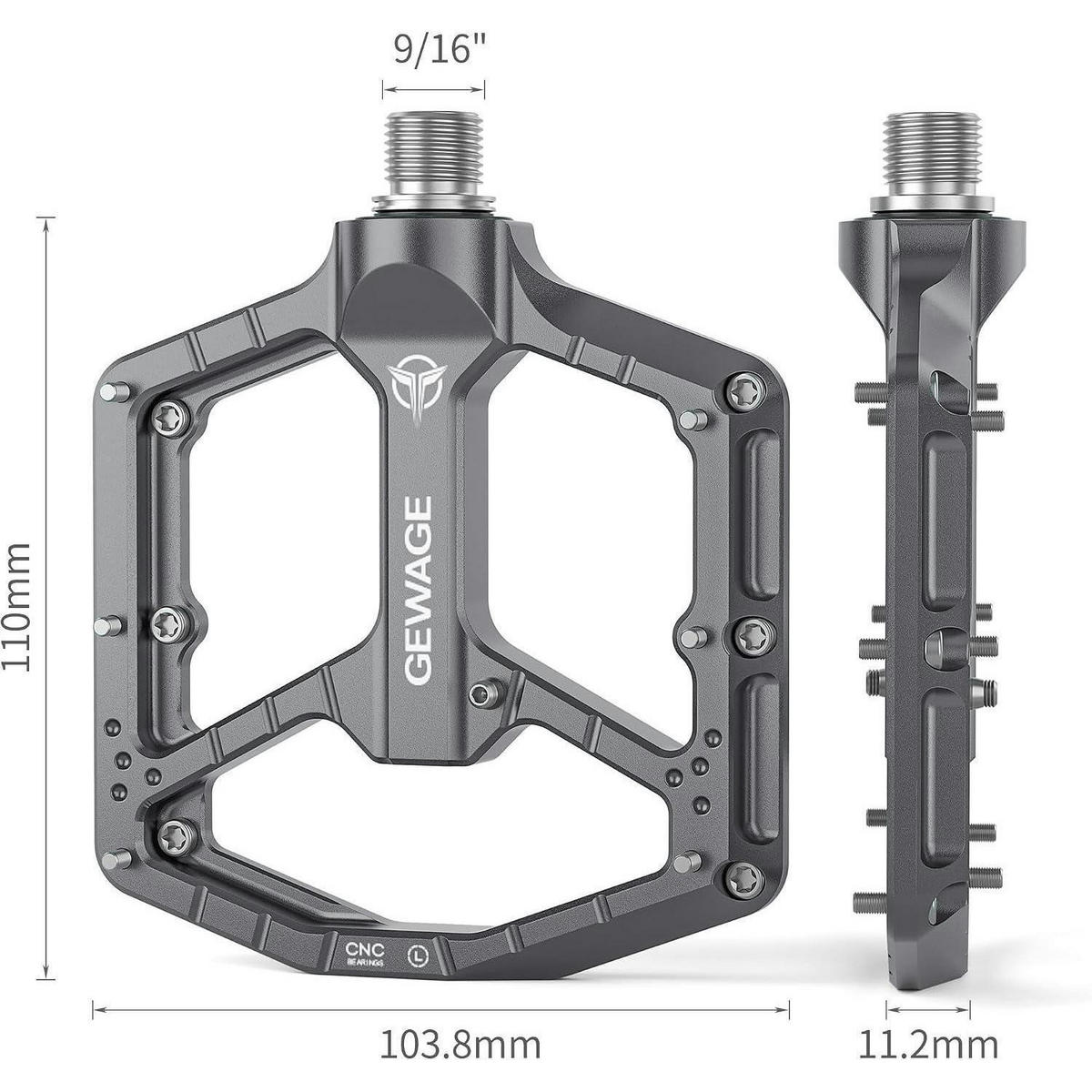 FAHRRADPEDALE CNC Aluminium 3-fach-Lagersystem 9/16″ Chromoly - Grau, Metall (10.4/1.5/11cm)