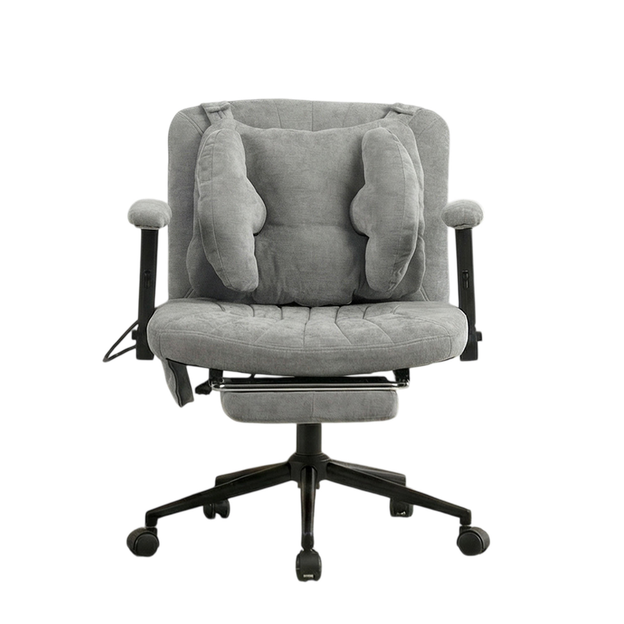 DREHSTUHL DE-40923 mit Fußstütze und Lendenluftkissen Grau - Grau, Metall (80/86/55cm) - ComfortXL