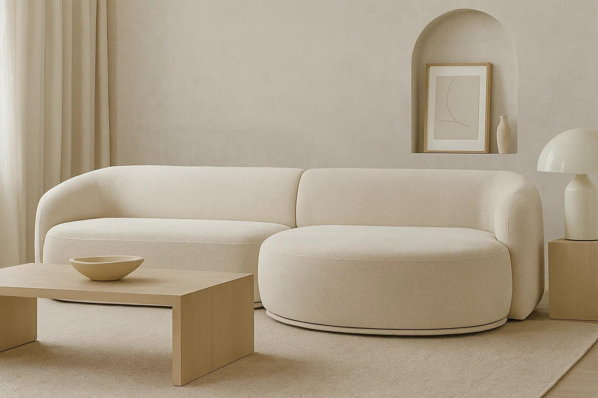 ECKSOFA Nobis Beige, Modulares Sofa mit abgerundeter Seite, rechte seite - Beige, Holzwerkstoff/Textil (288/147cm) - Bettso