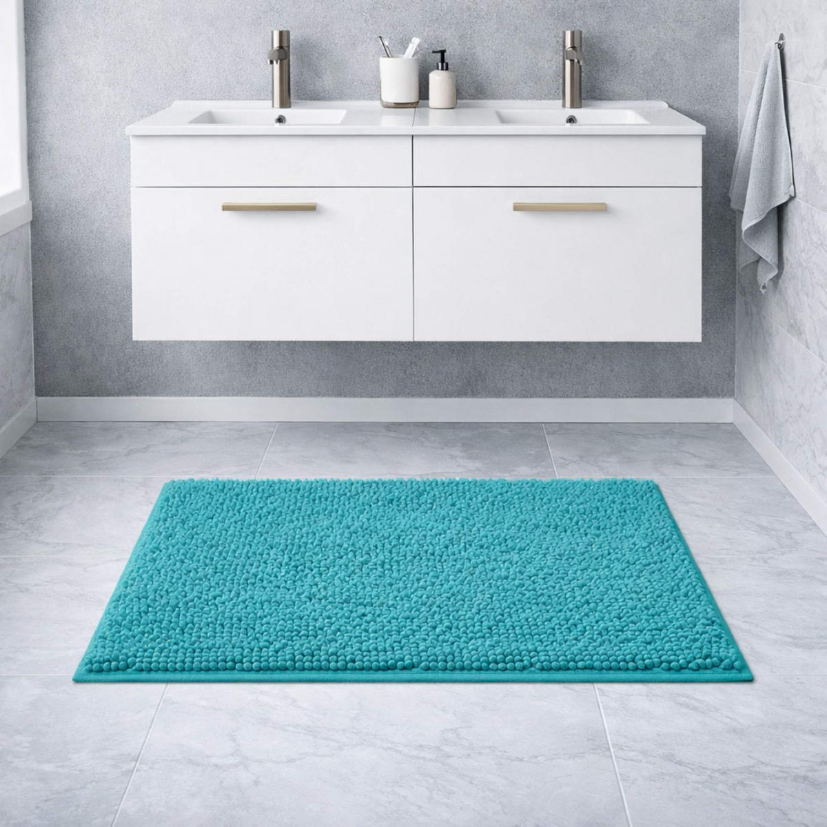 BADEMATTE PARIS - Petrol, Textil (50/80cm) - WohnDirect