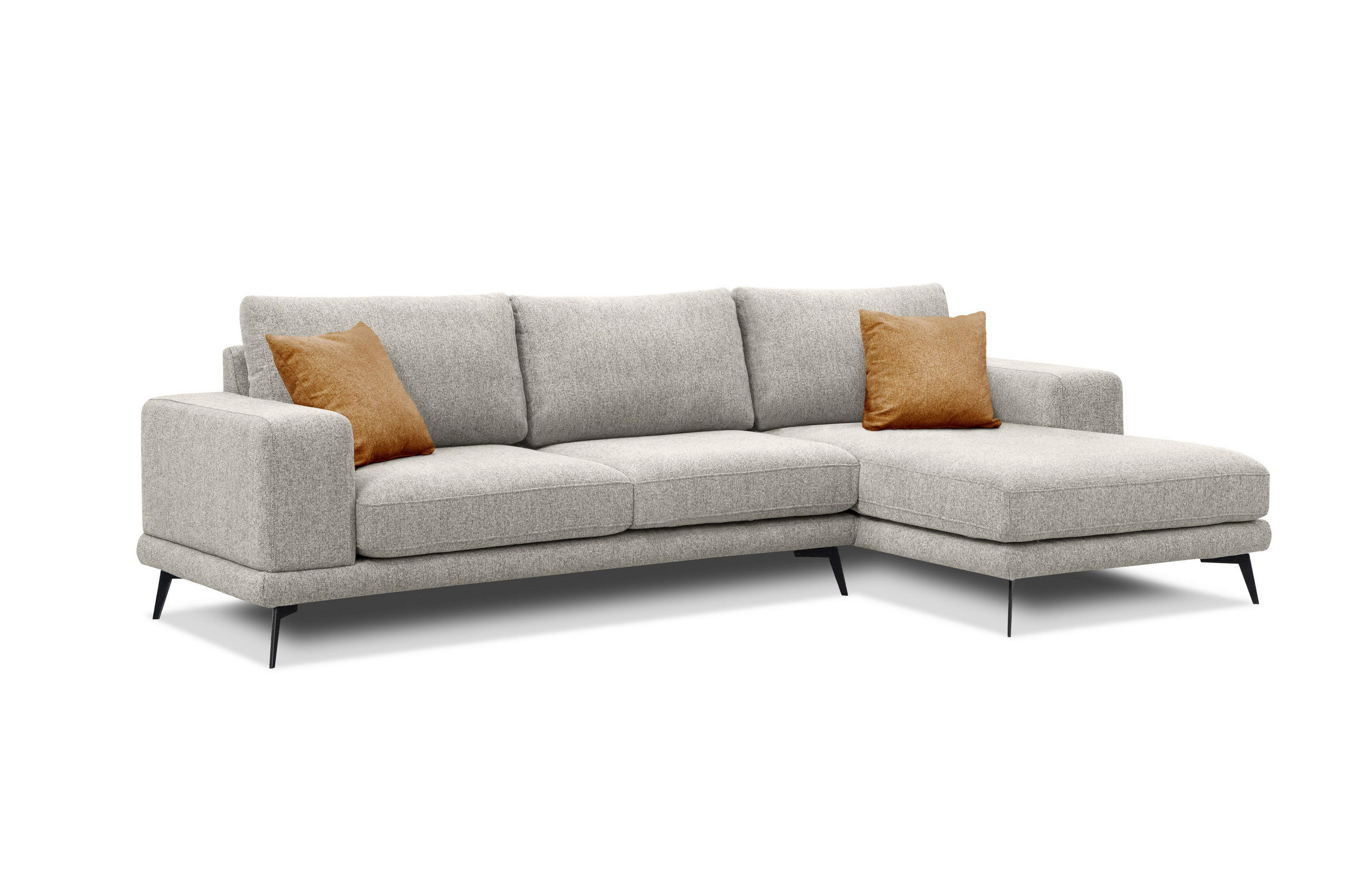 ECKSOFA MEDIOLANE 4-Sitzer, hellgrau - Hellgrau, Holzwerkstoff/Textil (282/219cm) - Courtois Laville