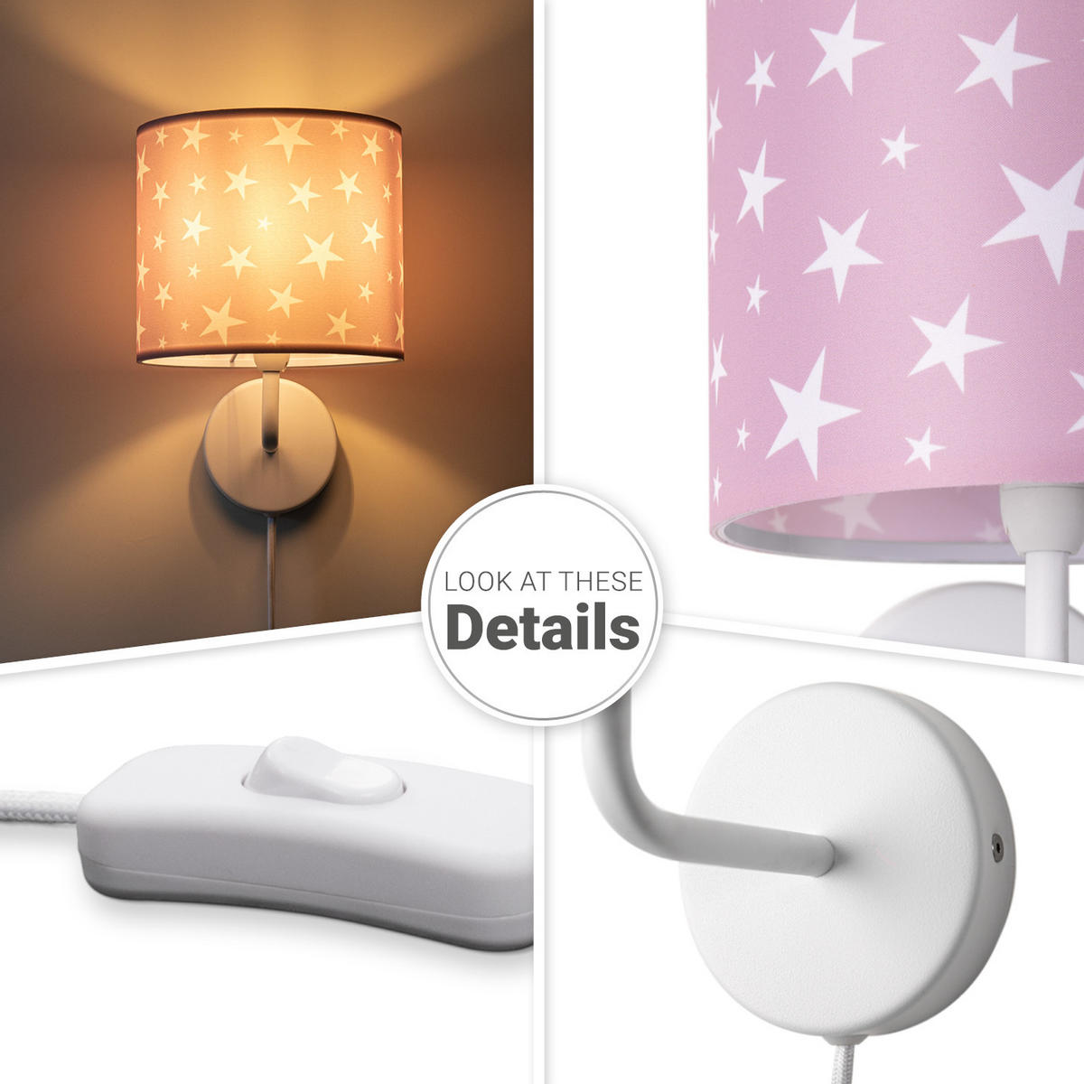 KINDERZIMMERLAMPE Luca Wl Cap 315 - Hellrosa, Metall (18/26.9/20.9cm) - Paco Home