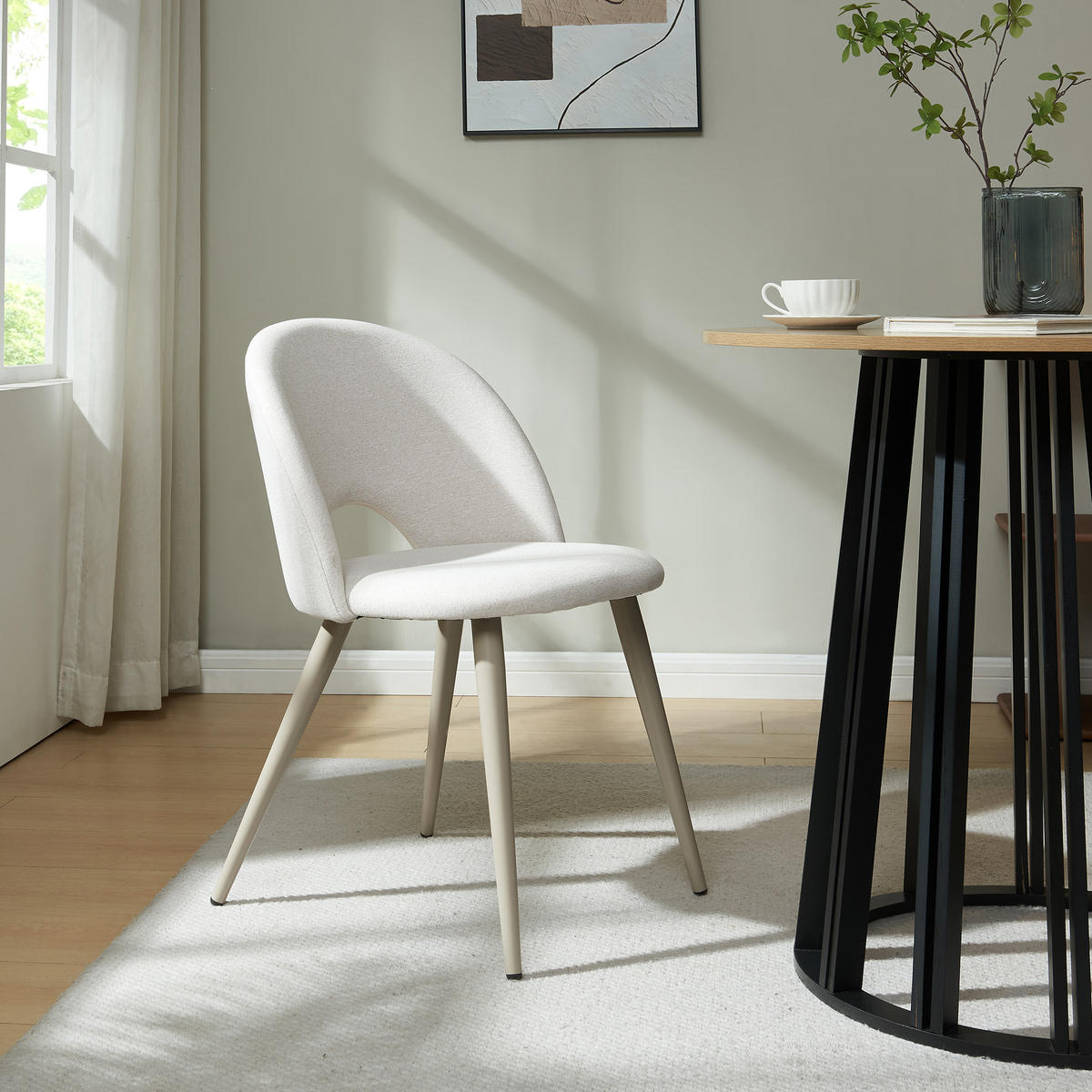 ESSZIMMERSTUHL-SET 4 TLG. Karijoki - Beige, Textil/Metall (50/77/55cm) - [en.casa]