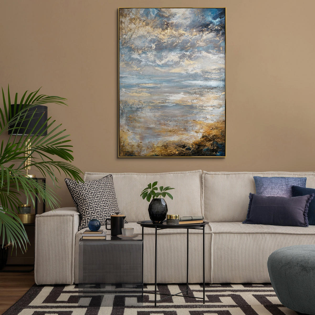 GEMÄLDE Stille Morgendämmerung Schattenfugenrahmen Gold 120x80 cm - Goldfarben, Holz (120/80cm) - YS-art gallery