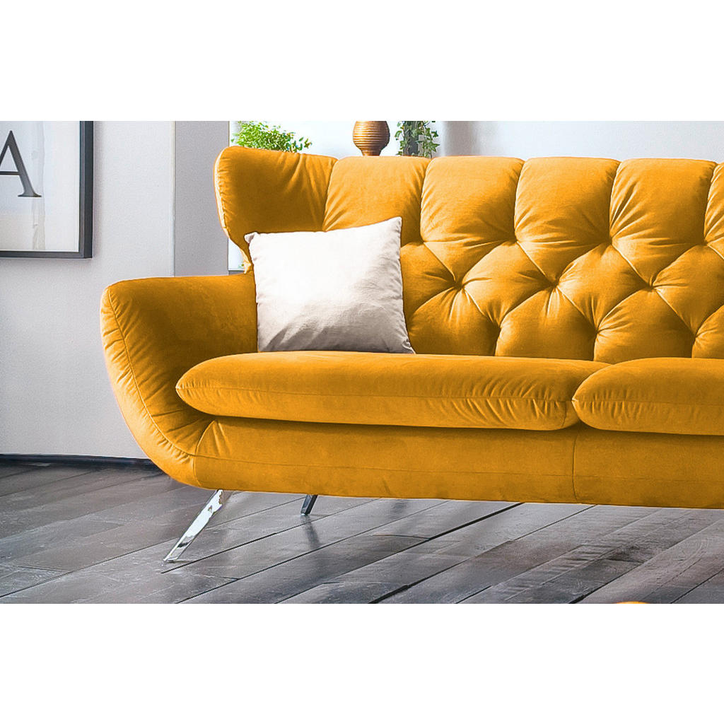 Thumbnail - Kawola Sofa, Gelb, Textil, Echtholz, 2-Sitzer, Füllung: Komfortschaum, 175x94x95 cm, Wohnzimmer, Sofas & Couches, Sofas