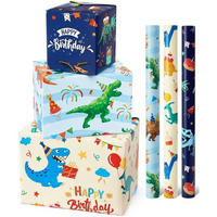 GESCHENKPAPIER 3 Rollen Set Dinosaurier Motiv 43 cm x 3 m - Multicolor, Papier (43/43/43cm)