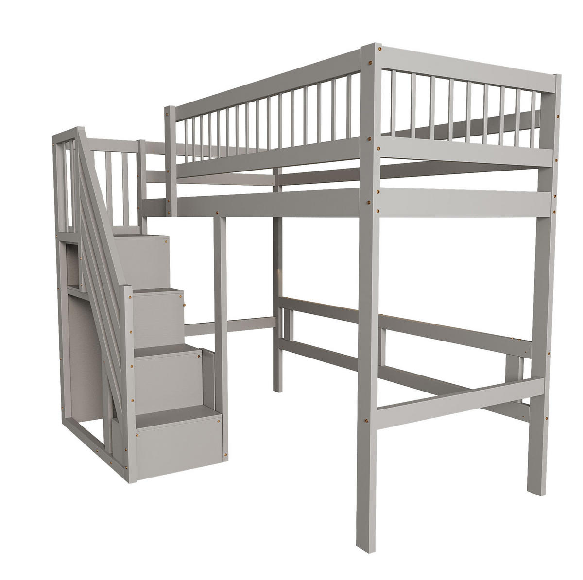 HOCHBETT 90/200 cm mit Aufbewahrungstreppe und Stauraum aus Holzwerkstoff, Weiß/Grau - Grau, Holzwerkstoff (90/200cm) - Redom