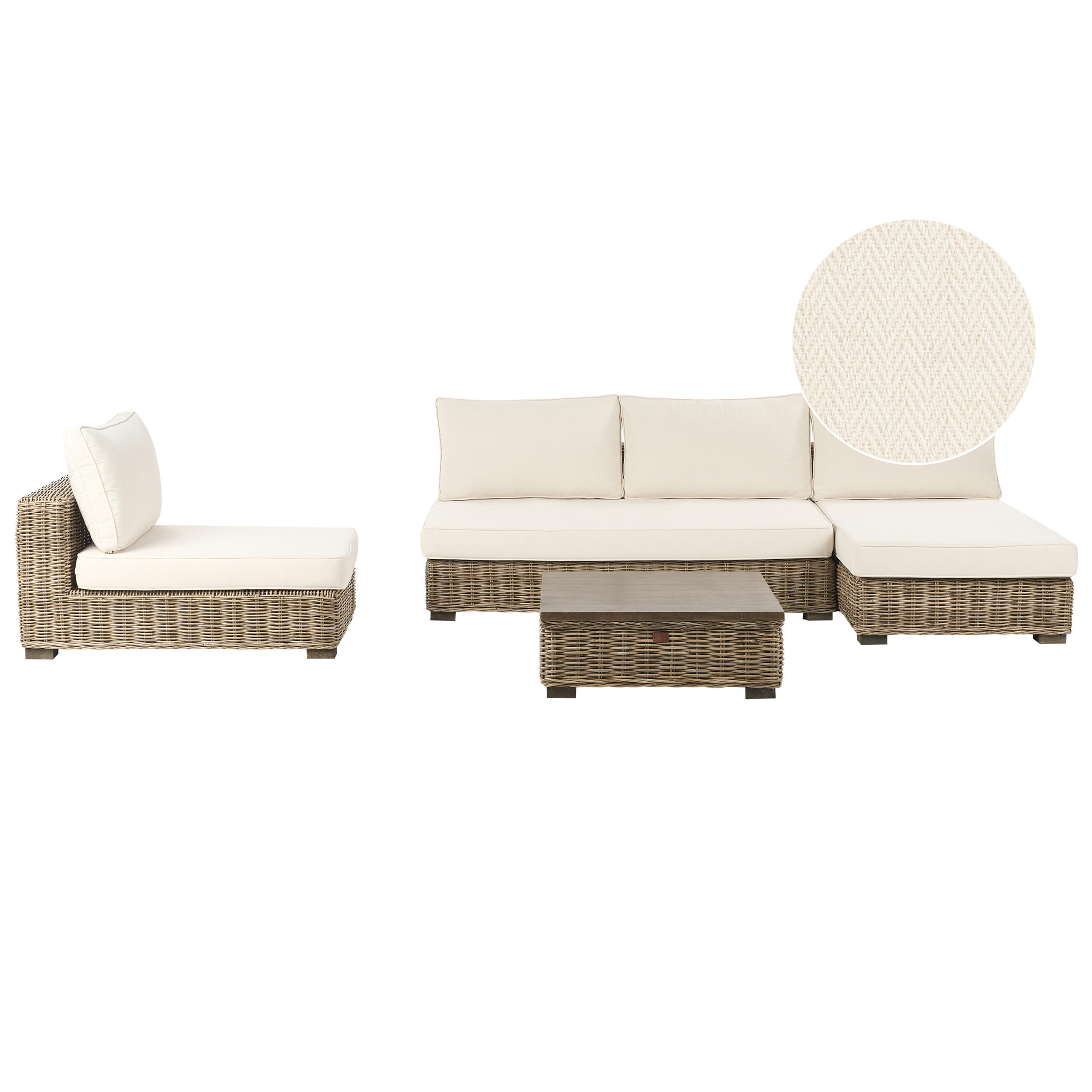 LOUNGE-SET 4-Sitzer Weiß Varallo - Weiß/Grau, Naturmaterialien - Beliani