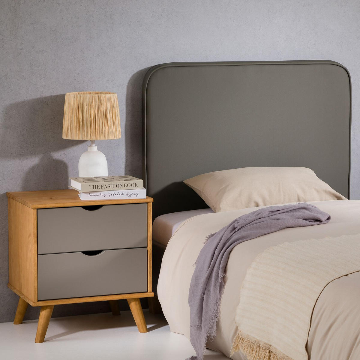 KOPFTEIL ARIELA 90X190 CM - Grau, Textil (90/68/6cm) - IDIMEX