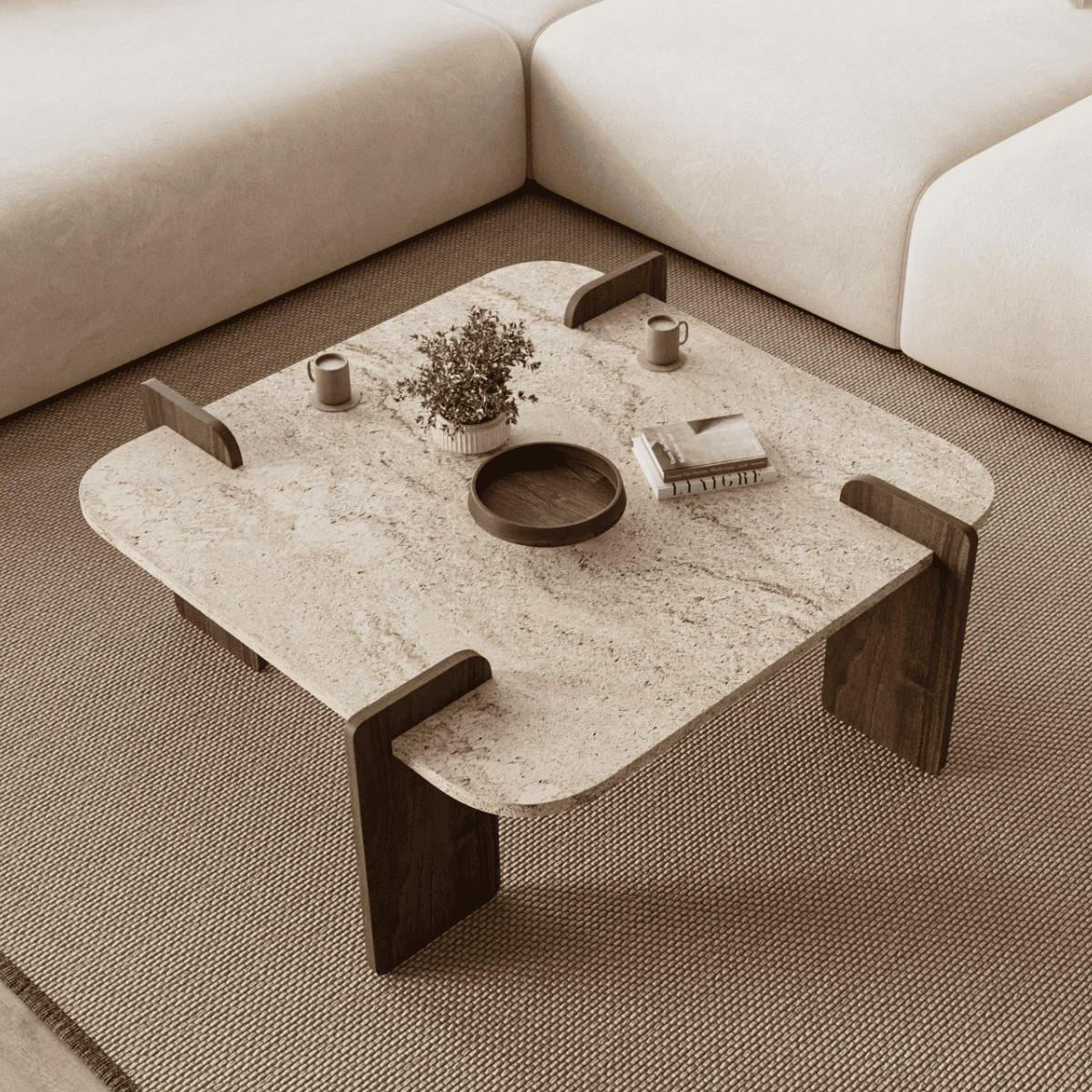 COUCHTISCH mit quadratischer Tischplatte 90/90/35 cm - Eichefarben, Holzwerkstoff (90/90/35cm) - Calicosy