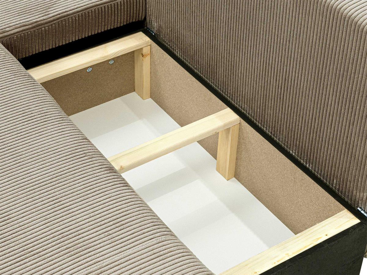 ECKSOFA Piano O Cord - Beige/Schwarz, Holz/Kunststoff (262/145cm) - MIRJAN24