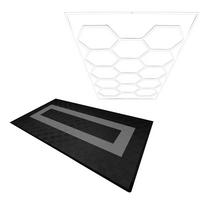 GARAGENBODENFLIESEN Belüftete und sechseckige LED-Leuchten 90 Schwarze x 30 Graue - mit Kanten - Schwarz, Kunststoff (40/1.8/40cm)