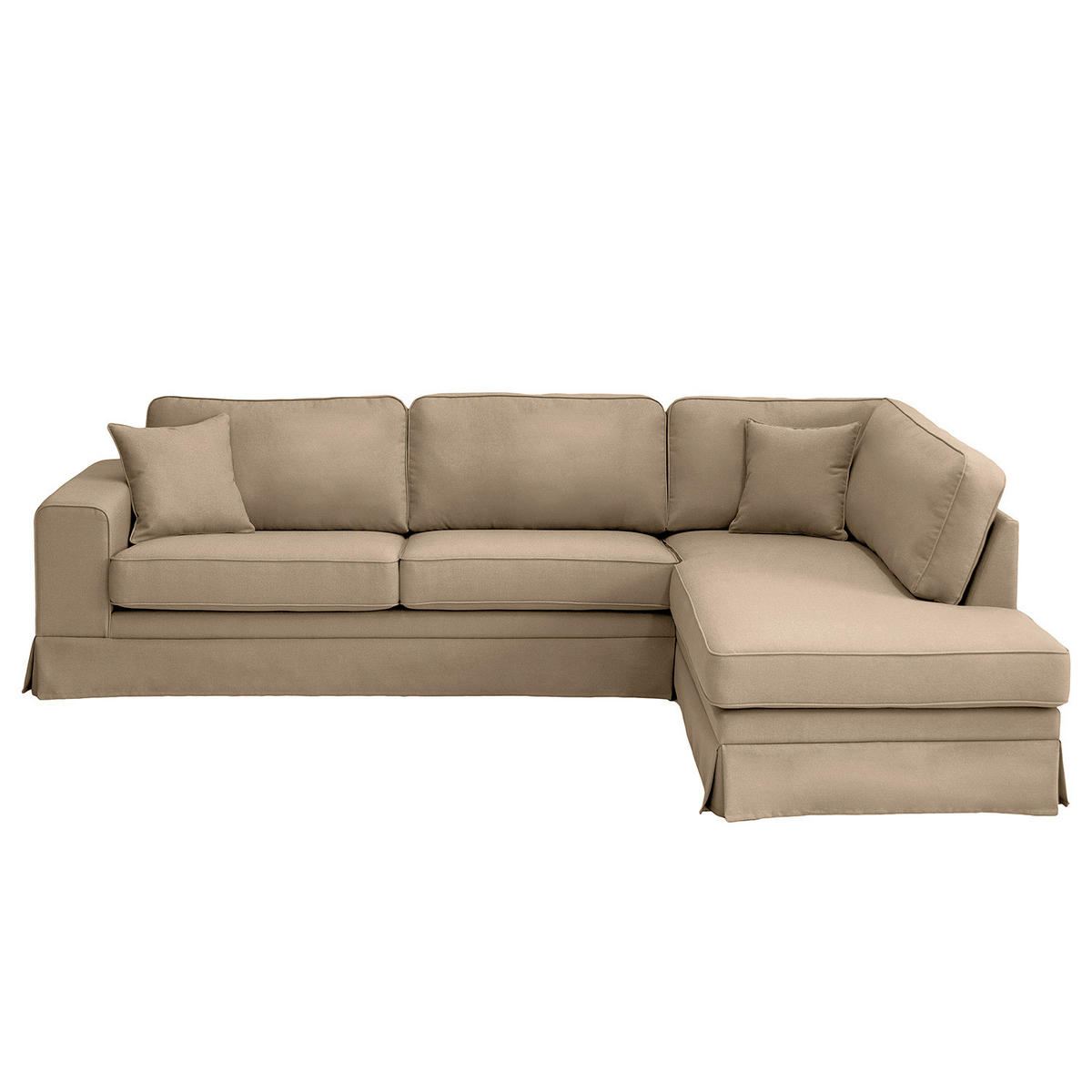 ECKSOFA mit Husse - Ottomane, Webstoff - Hellbraun/Schwarz, Kunststoff/Textil (297/210cm) - home24