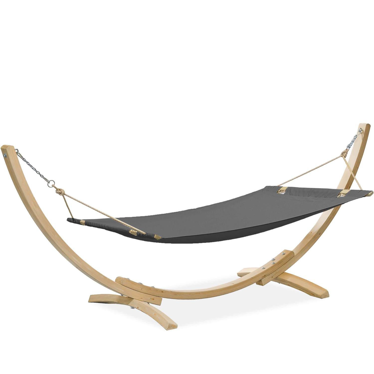 HÄNGEMATTE mit Gestell LENGER ,Dunkelgrau - Dunkelgrau, Holz/Textil (357/131/110cm) - KONSIMO®