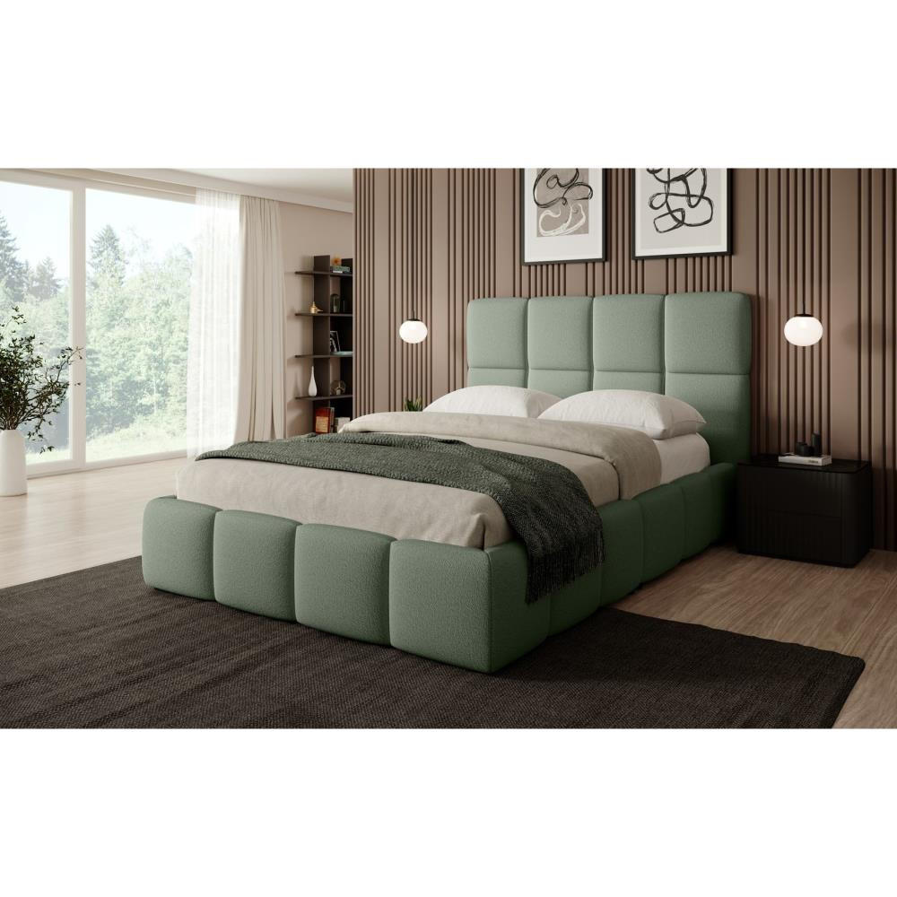 POLSTERBETT Nostro mit Bettkasten 160x200 cm grün - Schwarz/Grün, Textil (160/200cm) - Beautysofa