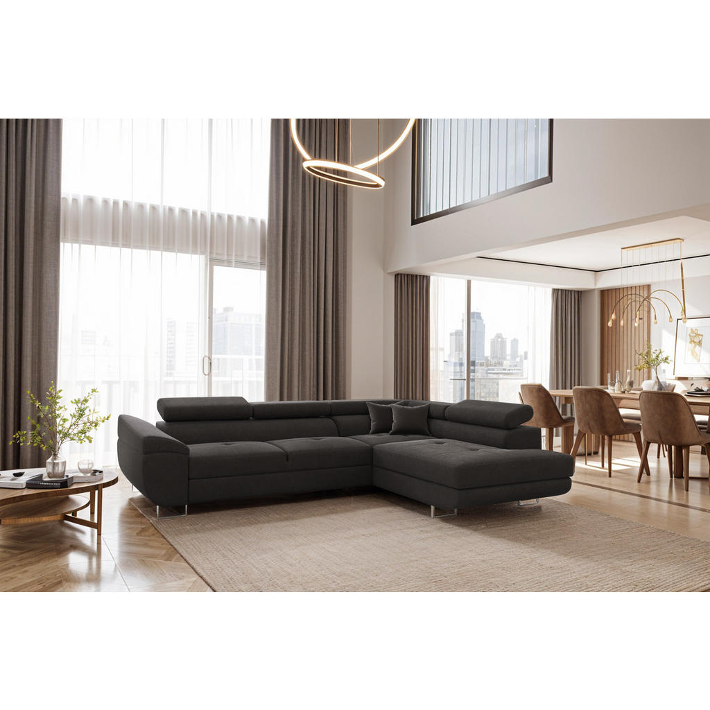 Thumbnail - Kaiser Möbel Ecksofa, Graphit, Textil, 2 Schubladen, einzeln stellbar, L-Form,L-Form, 275x202 cm, Wohnzimmer, Sofas & Co...
