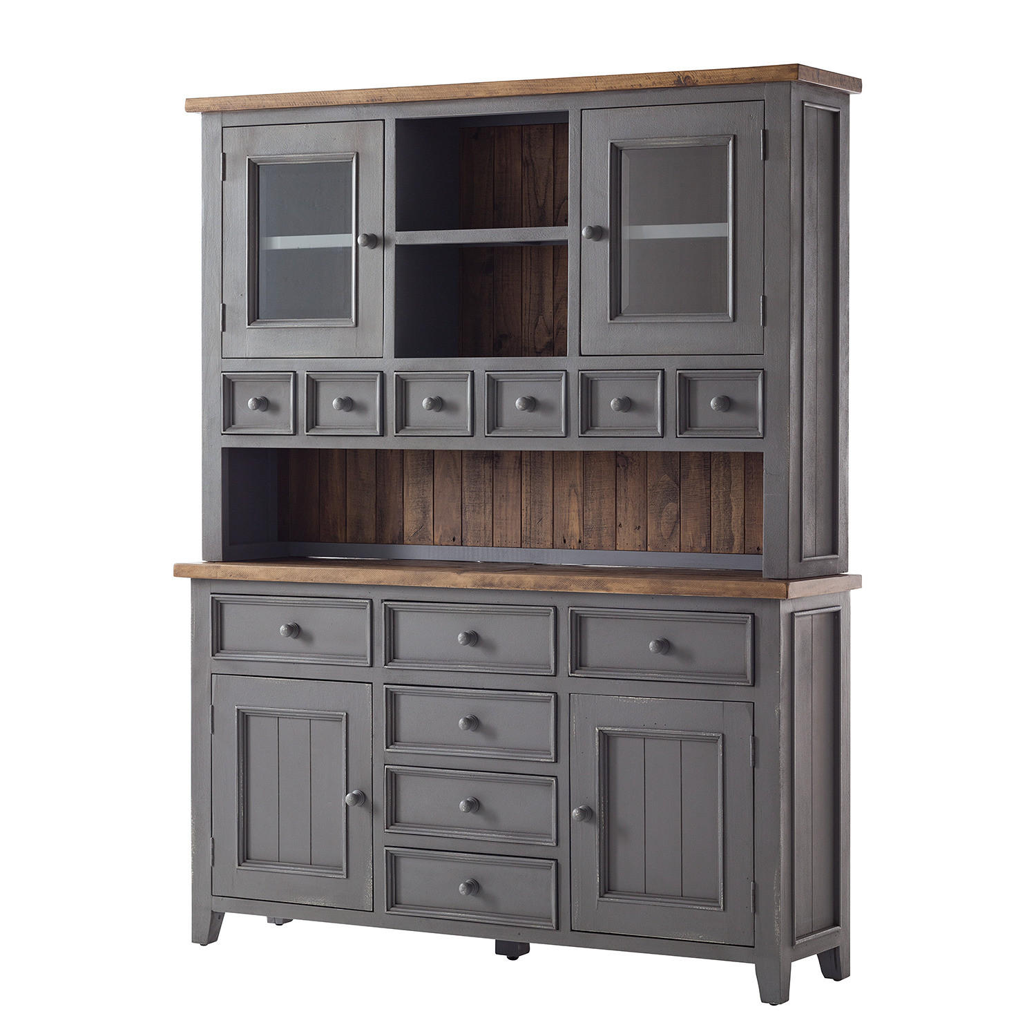 BUFFETSCHRANK - Kiefer massiv - Grau, Holz (159/200/40cm) - home24