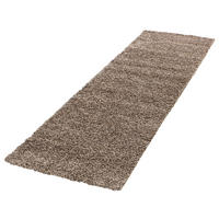 TEPPICH Hochflor Unifarben Polypropylen Wohnzimmer Shaggy Mokka Läufer 80x250 - Mokka, Textil (80/250cm) - KADIMA DESIGN