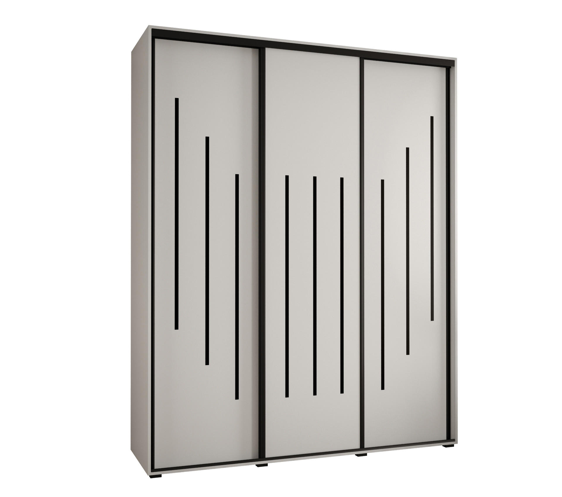 Abiks Möbel SCHWEBETÜRENSCHRANK Weiß, Weiß, Schwarz 190cm × 60cm × 235cm