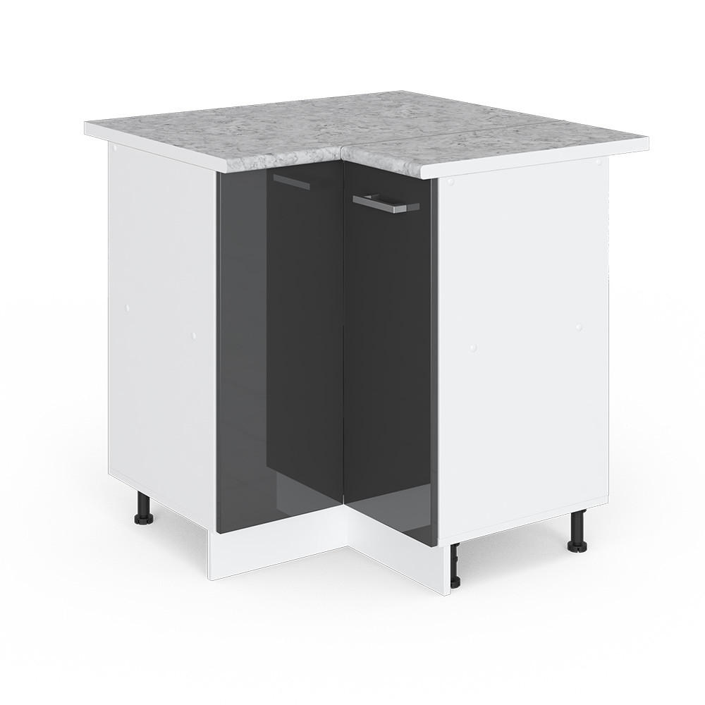 UNIVERZALNA VOGALNA OMARA R-Line Antracit z visokim sijajem 75.6 cm z vrati, z delovno površino - siva/bela, leseni material (75.6/81.6/60cm) - Vicco