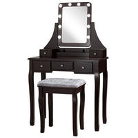 SCHMINKTISCH mit hocker Braun - Braun, Holz (80/136/40cm) - COSTWAY