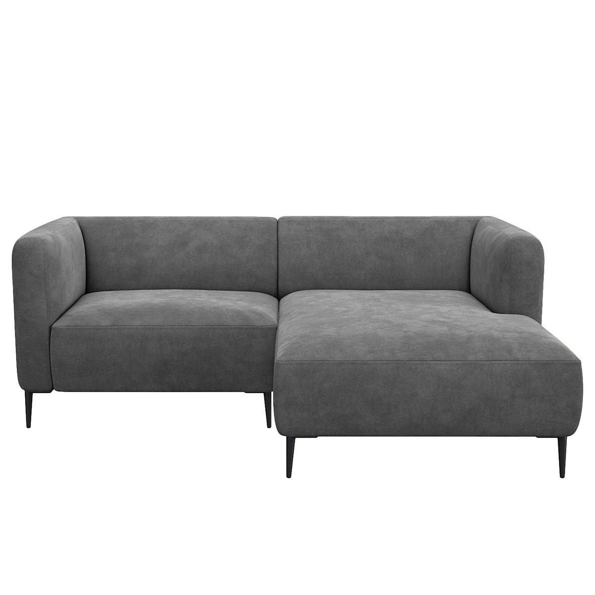 1,5-SITZER ECKSOFA mit Longchair - Schwarz/Grau, Textil/Metall (211/148cm) - home24