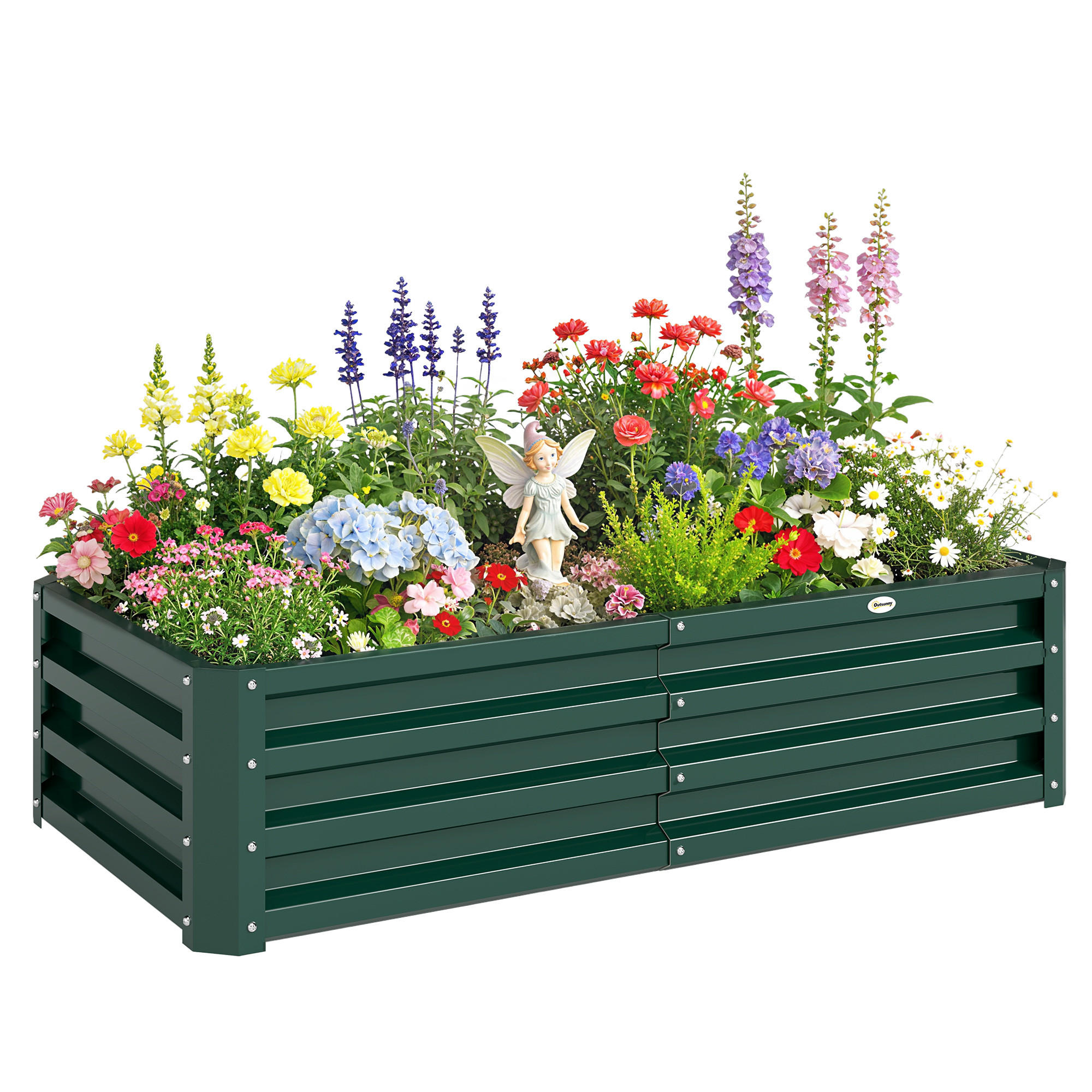 HOCHBEET DE-12128 rechteckig 120/60/30 cm aus Wellblech Dunkelgrün - Grün, Metall (120/30.5/60cm) - ComfortXL