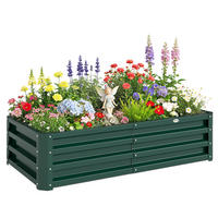 HOCHBEET DE-12128 rechteckig 120/60/30 cm aus Wellblech Dunkelgrün - Grün, Metall (120/30.5/60cm) - ComfortXL