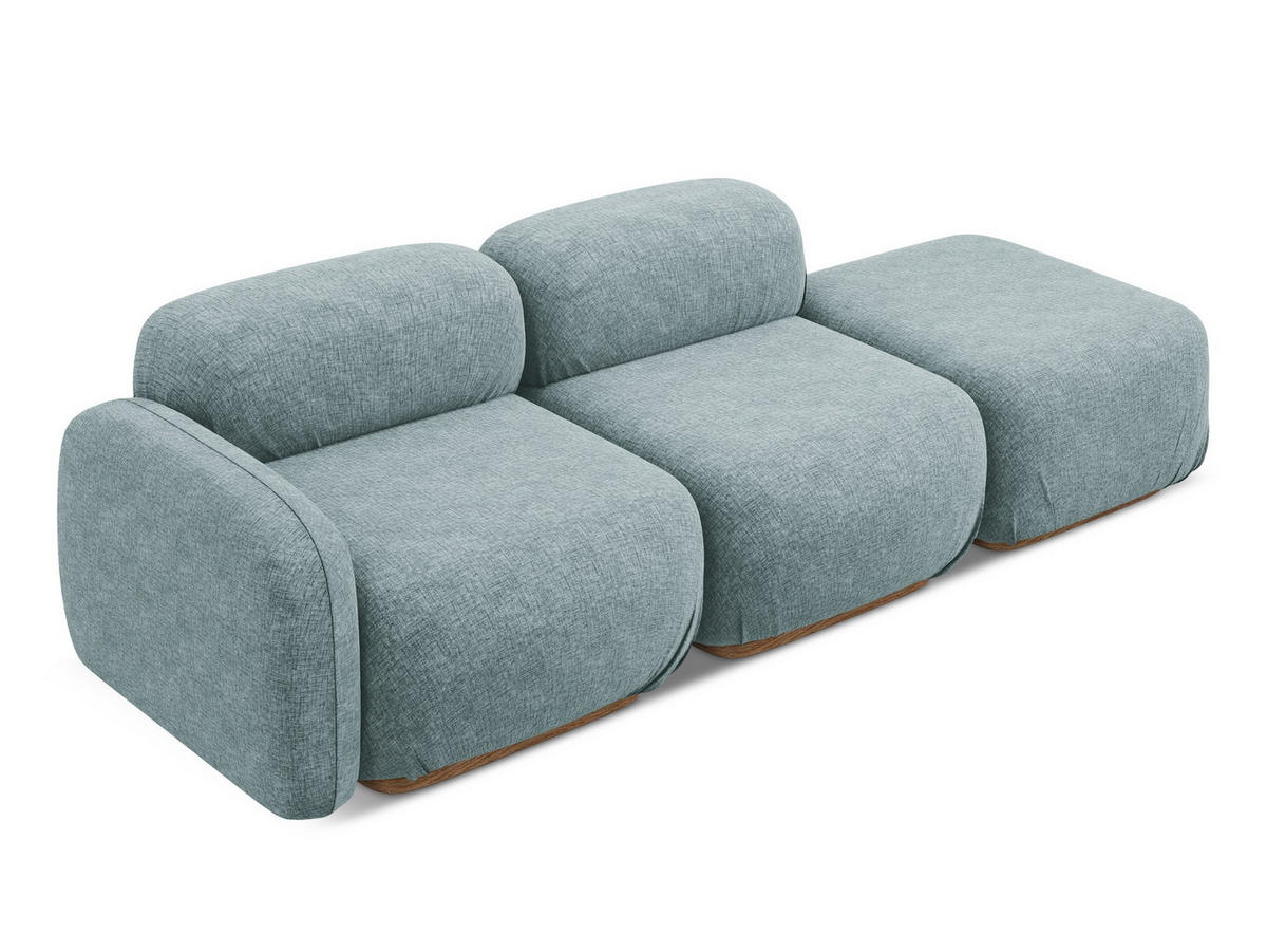 3-SITZER SOFA Rechts Chenille Stoff Blau - Blau/Blaugrau, Holz/Textil (258/73/95cm) - Makamii