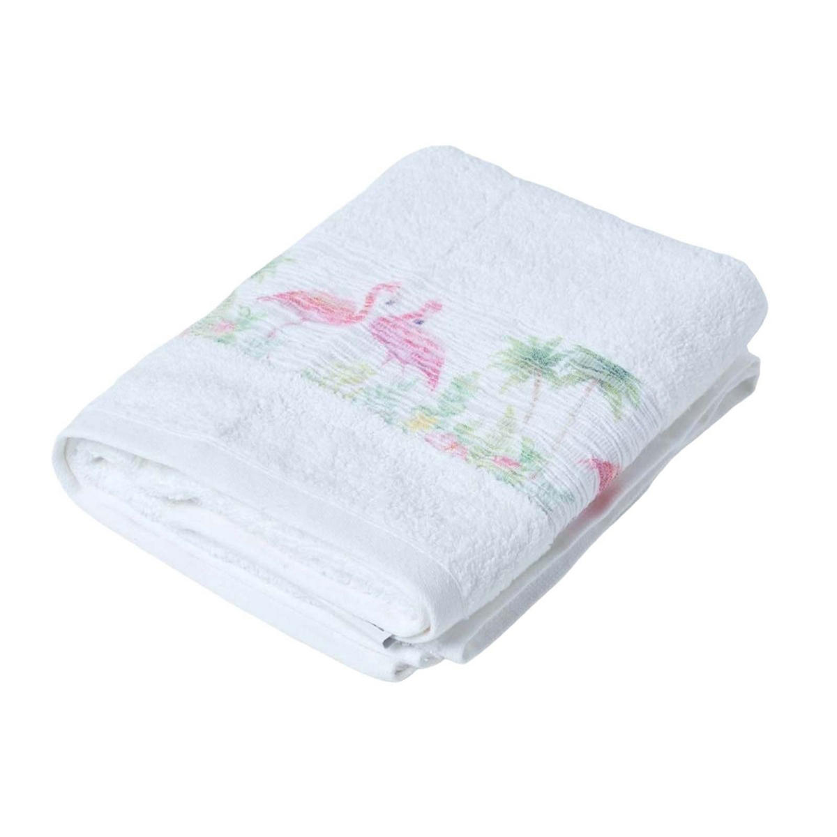 HANDTUCH Flamingo weiß - Weiß, Textil (50/90cm) - Homescapes
