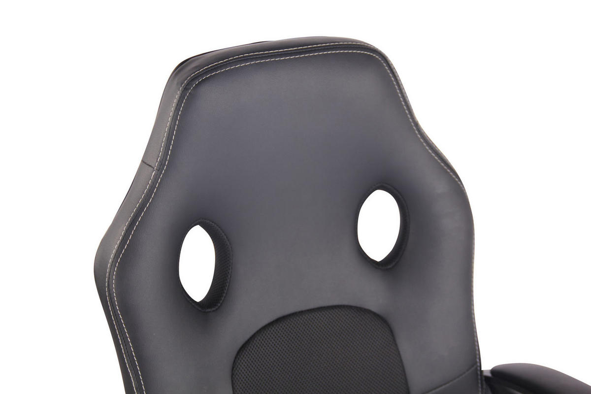 DREHSTUHL Lederlook schwarz/schwarz - Schwarz, Kunststoff/Textil (61/106/59cm) - CLP