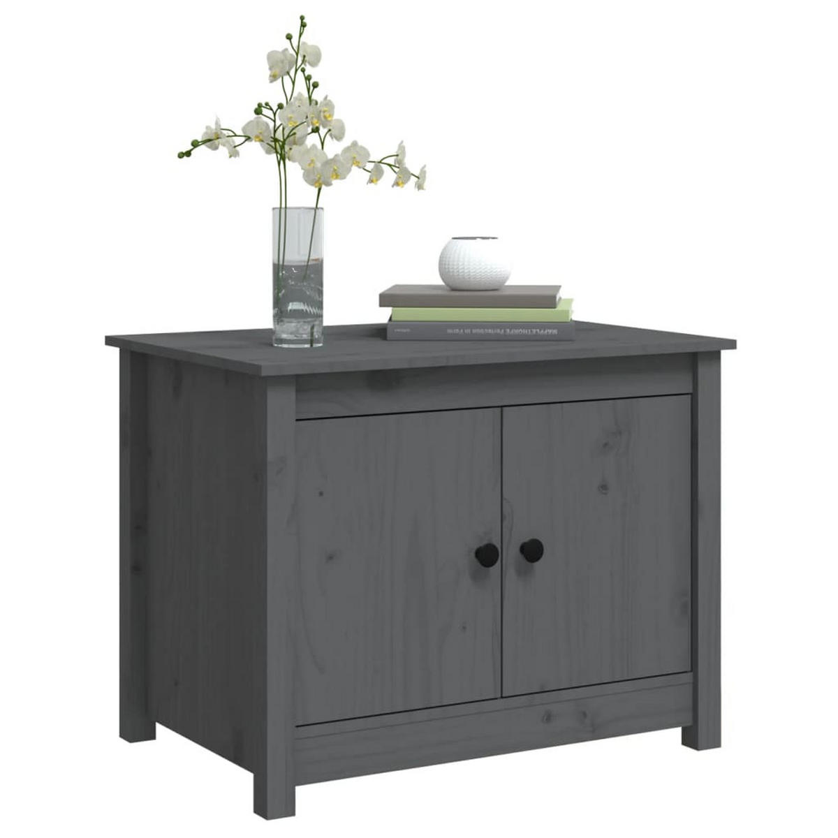 COUCHTISCH Grau 71x49x55 cm Massivholz Kiefer - Grau, Holz (71/49/55cm) - furnicato