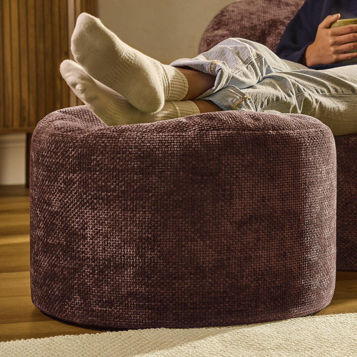 POUF aus Chenille Milano - Bordeaux, Textil (55/35/55cm) - icon