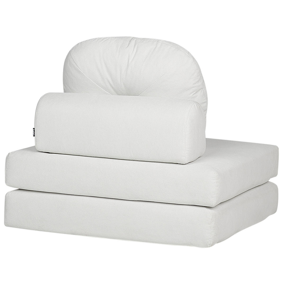 1-SITZER BODENSOFA Cord weiß mit Schlaffunktion Olden - Weiß, Textil (81/54/91cm) - Beliani