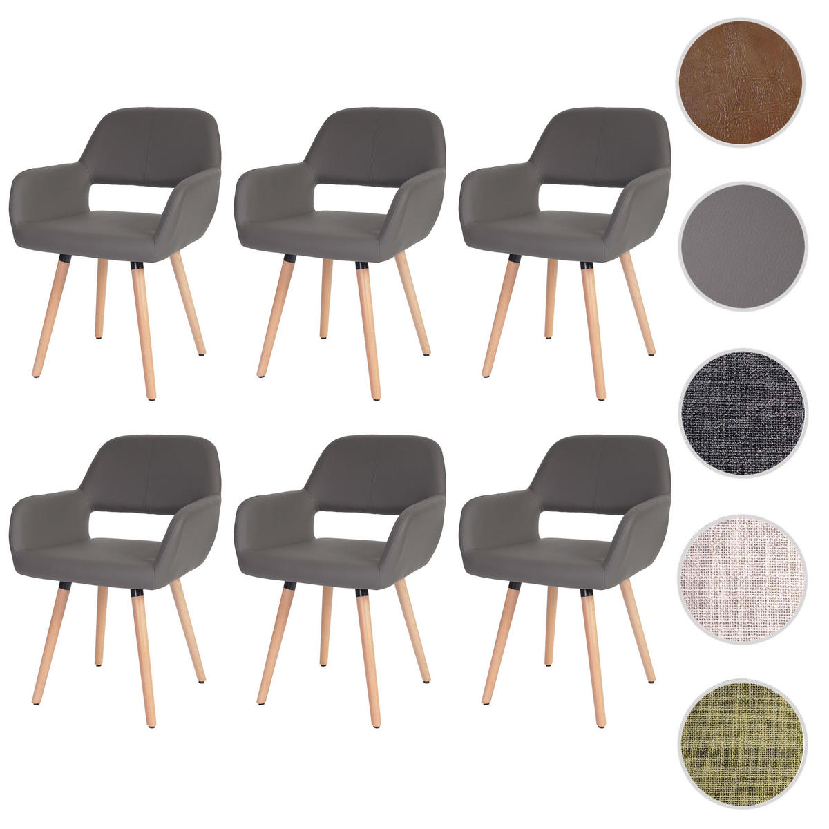 ESSZIMMERSTUHL Grau 6er-Set - Grau, Textil (56/78/57cm) - MCW