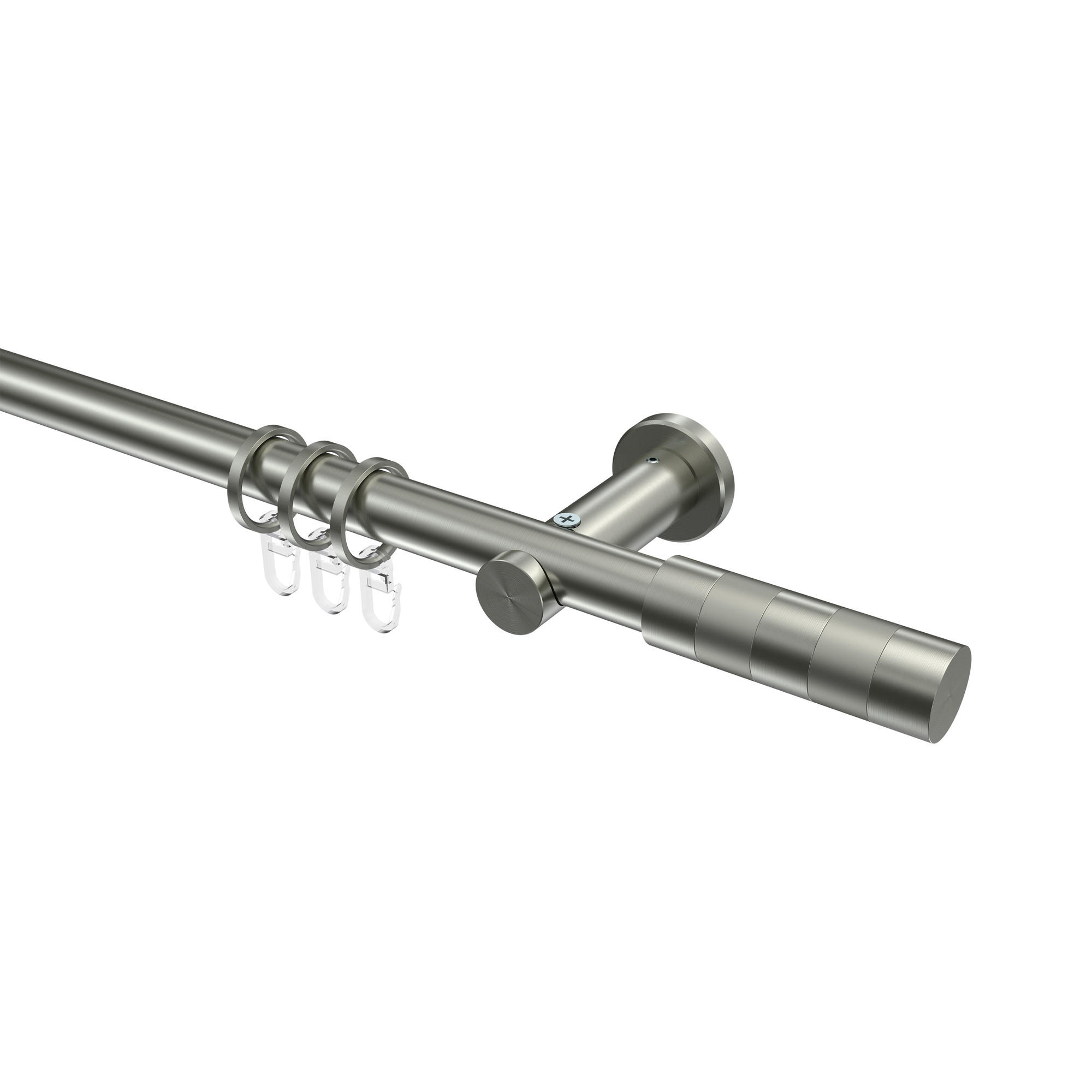 GARDINENSTANGE Platon Mavell 280 cm (geteilt in 2 x 140 cm), 1-läufig, 20 mm Ø Edelstahl-Optik - Edelstahlfarben/Silberfarben, Metall (280cm) - INTERDECO