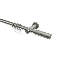 GARDINENSTANGEN-SET Platon Mavell 320 cm (geteilt in 2 x 160 cm), 1-läufig, 20 mm Ø Edelstahl-Optik - Edelstahlfarben/Silberfarben, Metall (320cm) - INTERDECO
