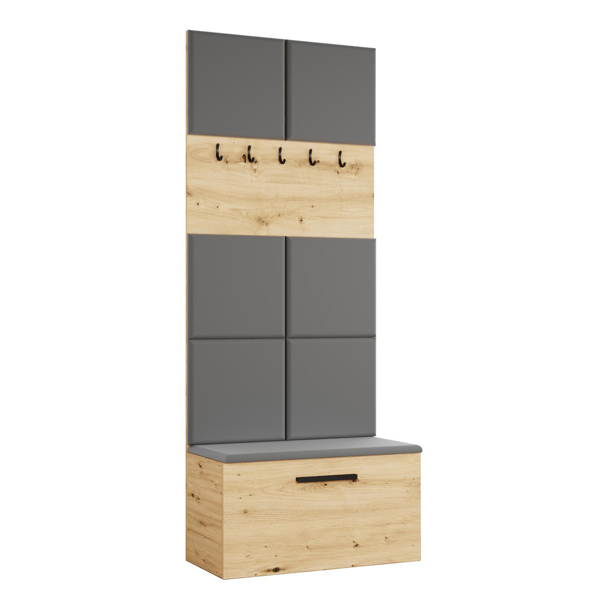 GARDEROBENSCHRANK MODULO 80,6/204/40 cm Modern Garderobe-Set Eiche Artisan - Eiche Artisan/Grau, Holzwerkstoff (80.6/204/40cm) - MASSENO