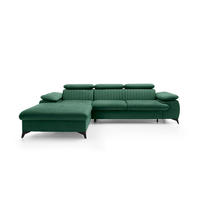 ECKSOFA FIORE Grün Velours-Stoff mit Schlaffunktion - Grün, Holz (280/193cm) - MASSENO